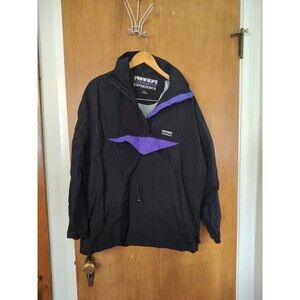 Vintage 90s Sierra Experience Pull-Over Windbreaker Medium Nylon EUC Black